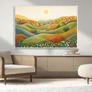 YAYOI KUSAMA Colorful Dot Art Landscape Canvas - Framed