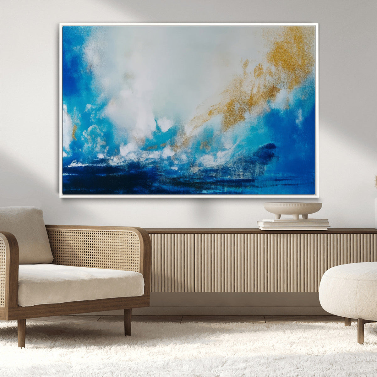 Blue Abstract Print - Dynamic Ocean-Inspired Canvas Wall Art
