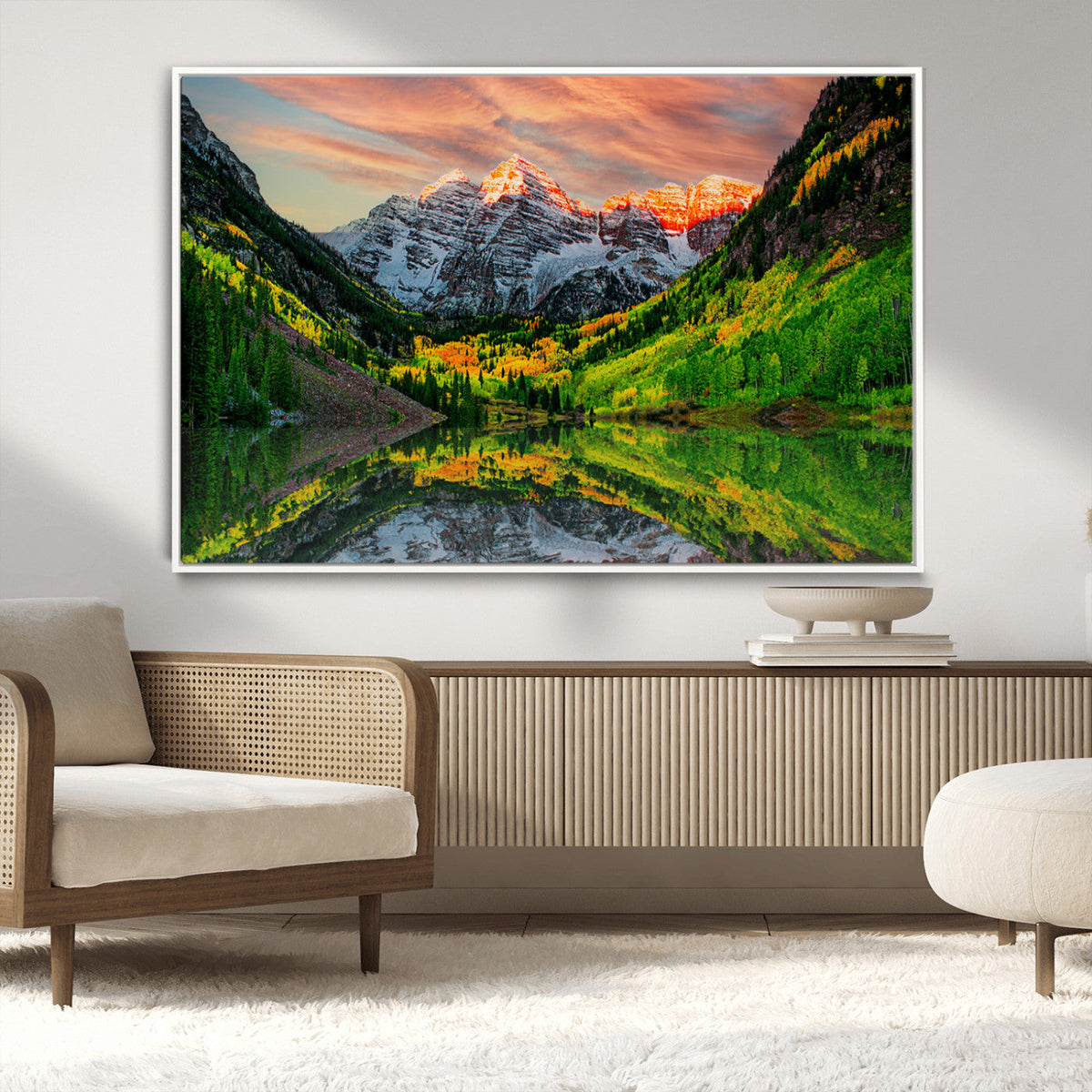 Maroon Bells Lake Wall Art Canvas Print – Framed Majestic