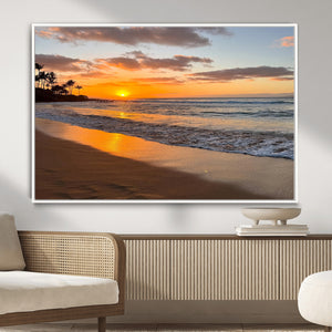Tropical Beach Wall Art – Framed Sunset Ocean Canvas