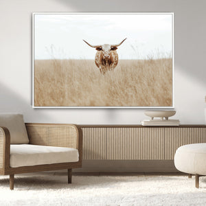 Texas Longhorn Wall Art Canvas Print – Framed Lone Cattle
