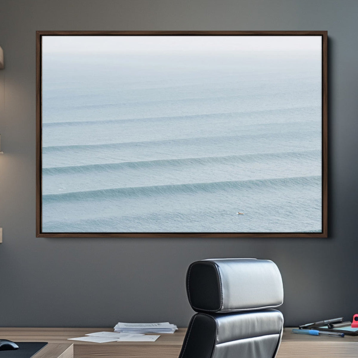 Ocean Waves Wall Art Canvas Print – Framed Solo Surfer Wave