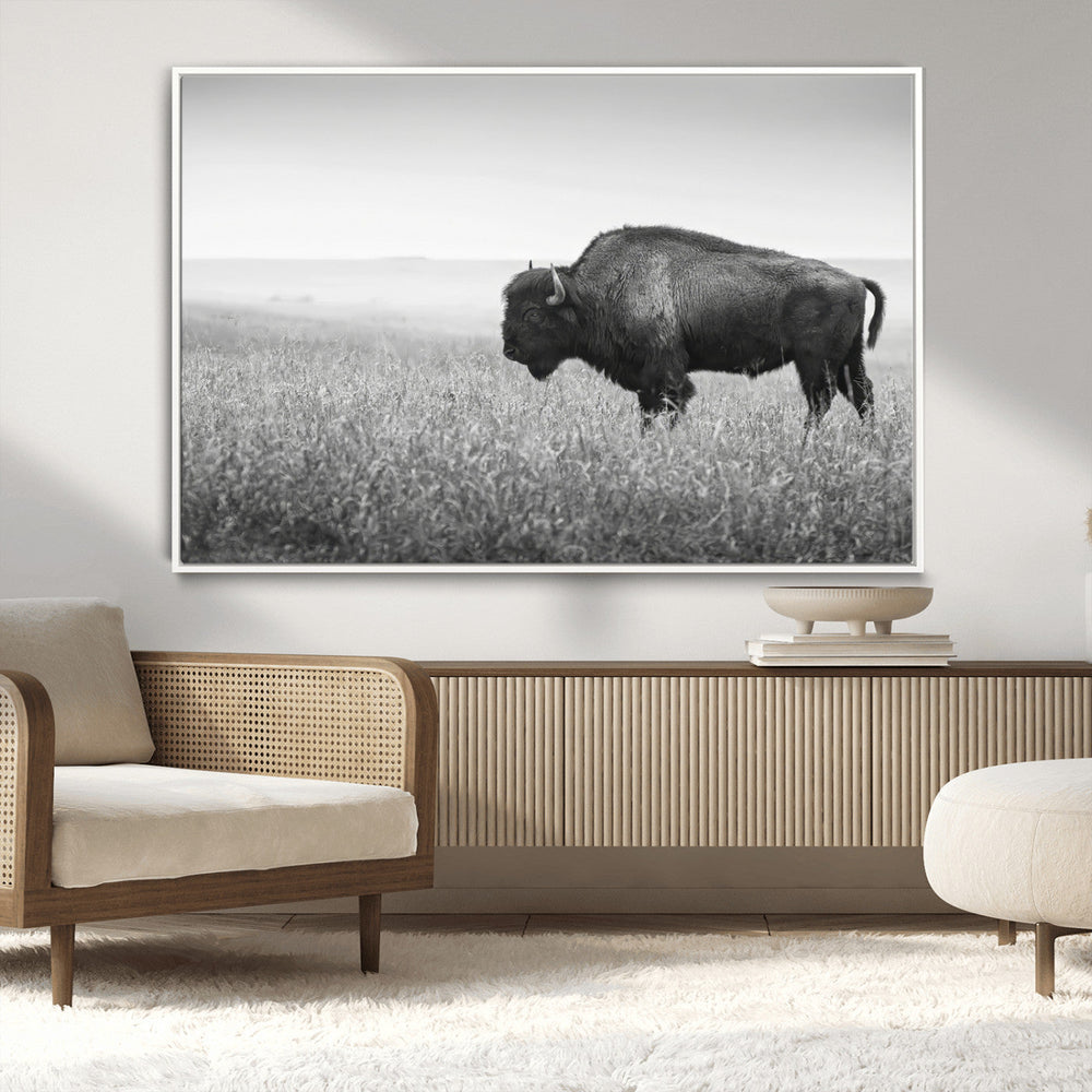 Bison Wall Art Canvas Print – Framed Rustic Wildlife Scene