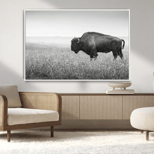 Bison Wall Art Canvas Print – Framed Rustic Wildlife Scene