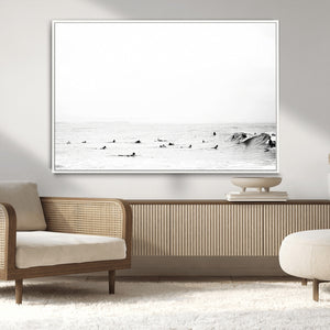Monochrome Swimming Wall Art Canvas Print – Framed Ocean
