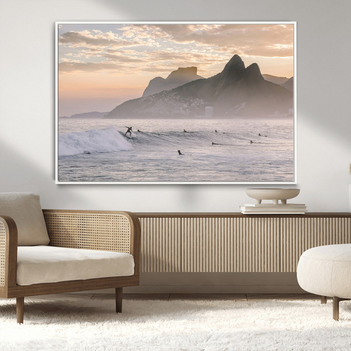 Sunset Surfing Wall Art Canvas Print – Framed Misty