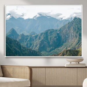 Misty Mountain Wall Art Canvas Print – Framed Cloudy Andean