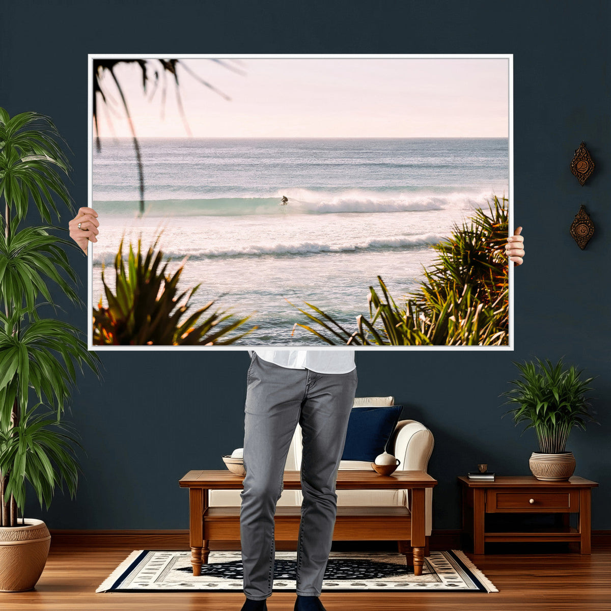 Ocean Surfer Wall Art Canvas Print – Framed Coastal Surf Art