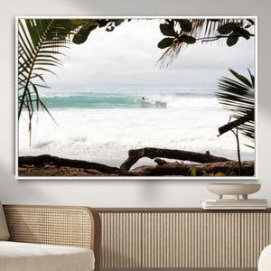 Tropical Surf Wall Art Canvas Print – Framed Palm Tree View