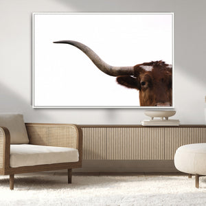 Texas Longhorn Wall Art Canvas Print – Framed Minimalist Cow