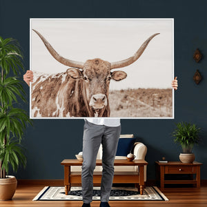 Longhorn Cow Wall Art Canvas Print – Framed Texas Ranch