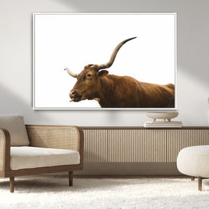 Longhorn Cow Wall Art Canvas Print – Framed Rustic Animal