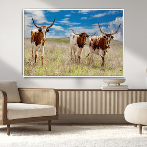 Texas Longhorn Wall Art Canvas Print – Framed Western Decor