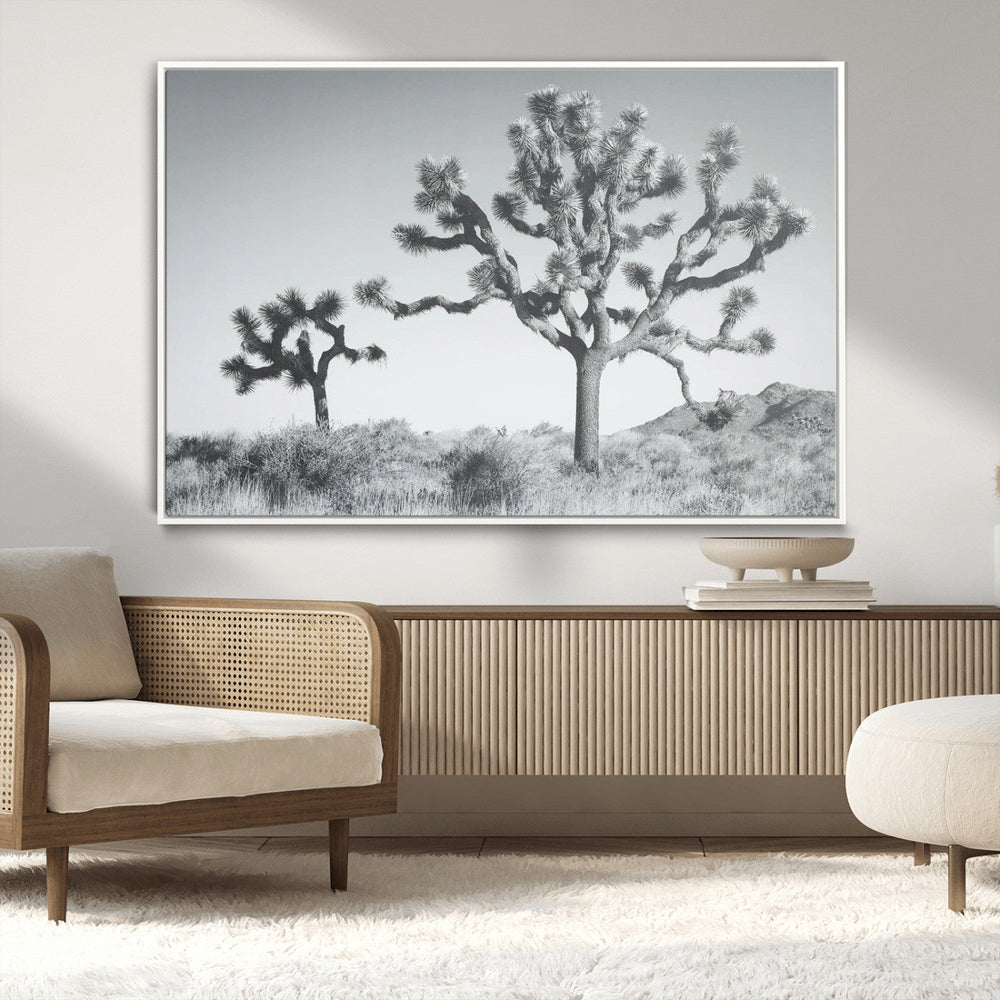 Joshua Tree Wall Art Canvas Print – Black and White Desert