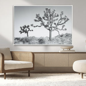 Joshua Tree Wall Art Canvas Print – Black and White Desert