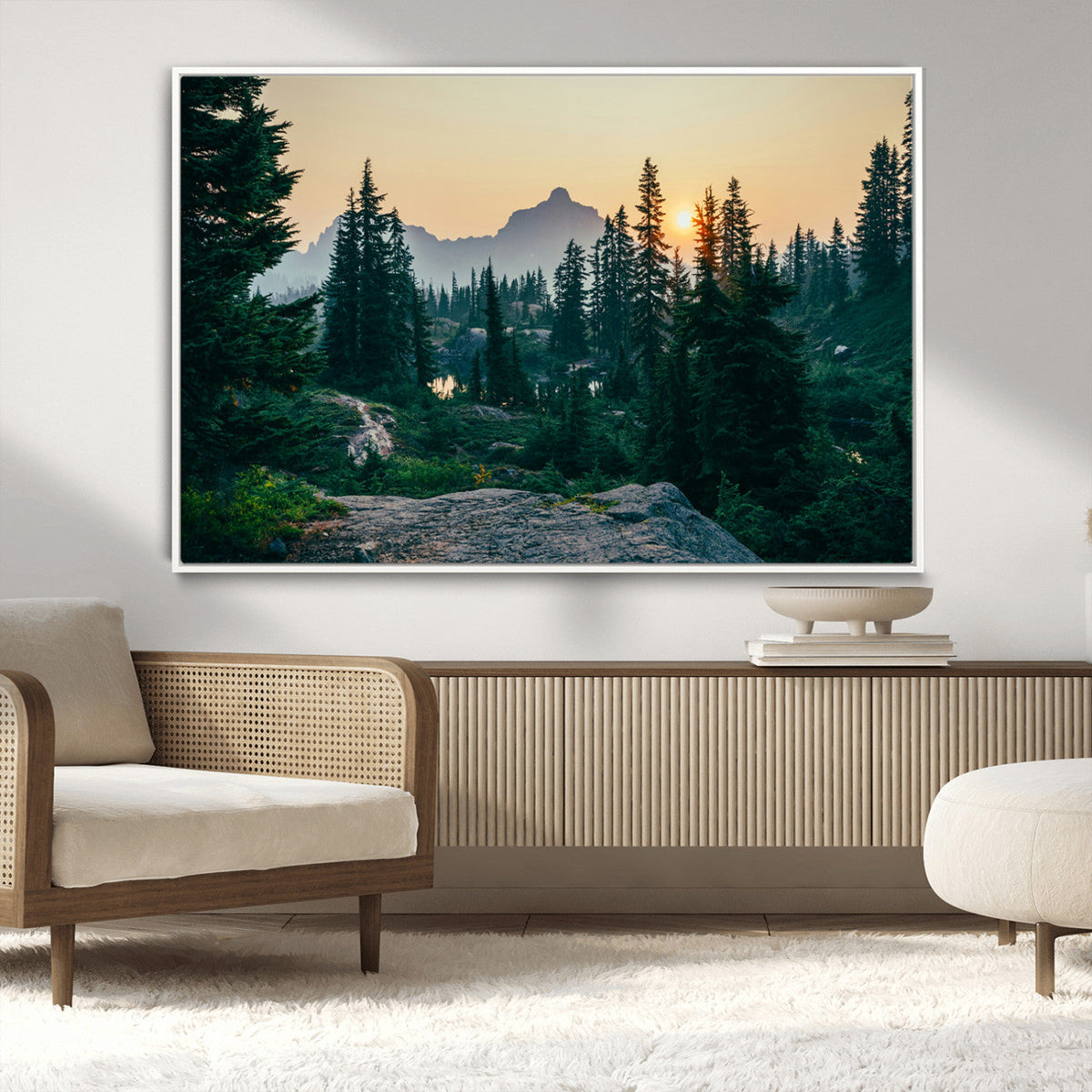 Mountain Landscape Wall Art Canvas Print – Framed Forest