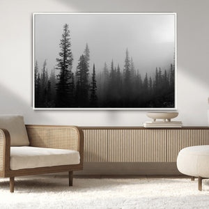 Misty Pines Wall Art Canvas Print – Framed Woodland