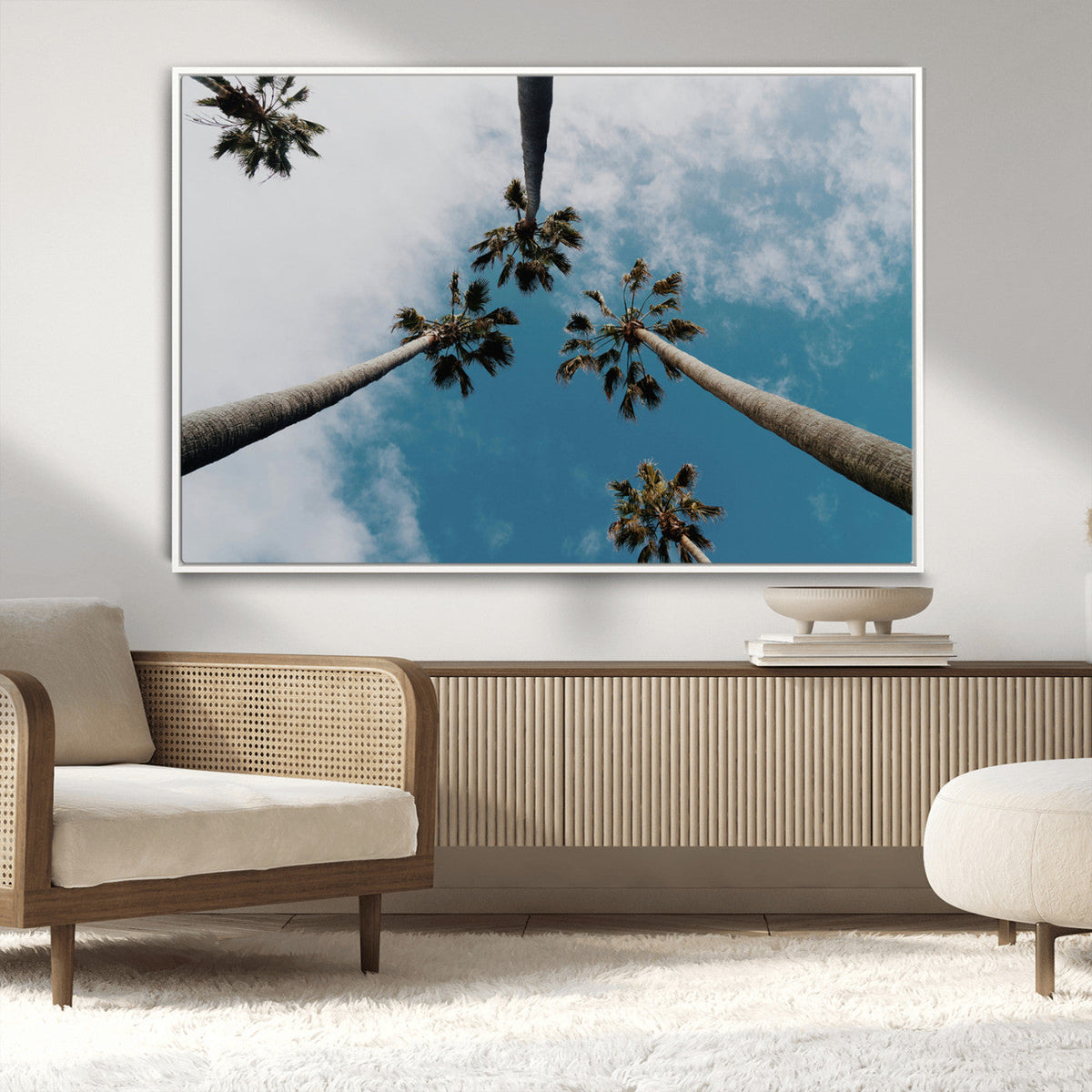 Tropical Palm Trees Wall Art Canvas Print Framed California