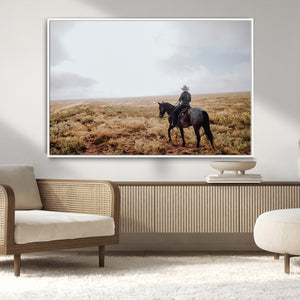 Cowboy Wall Art Canvas Print – Framed Western Ranch Scene