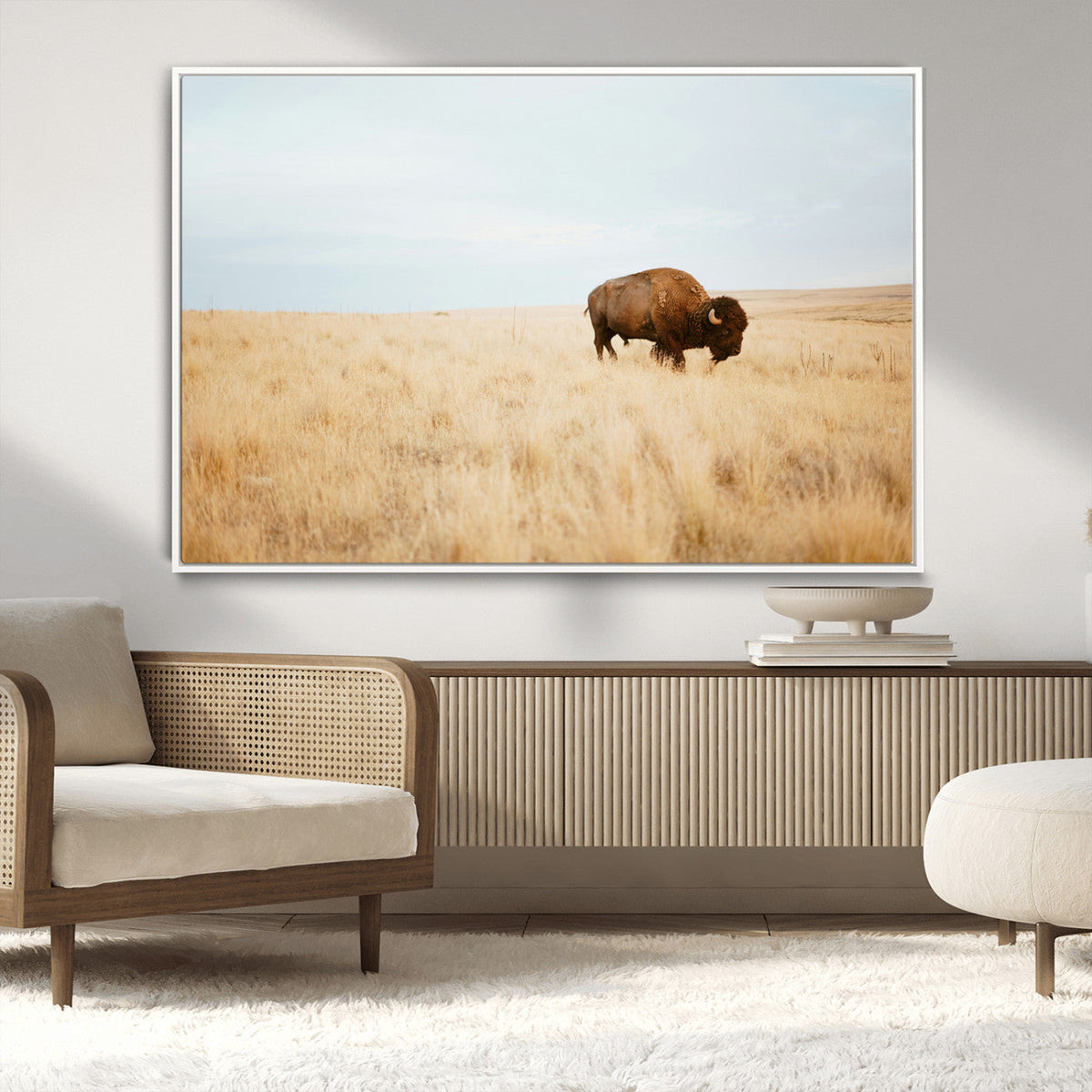 Buffalo Wall Art Canvas Print – Framed Western Wildlife