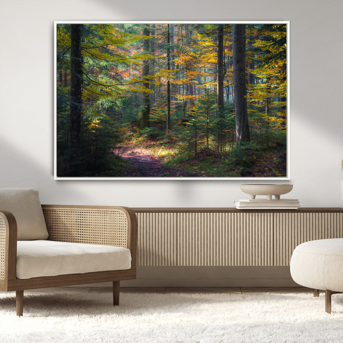 Autumn Forest Wall Art Canvas Print – Framed Fall Woodland