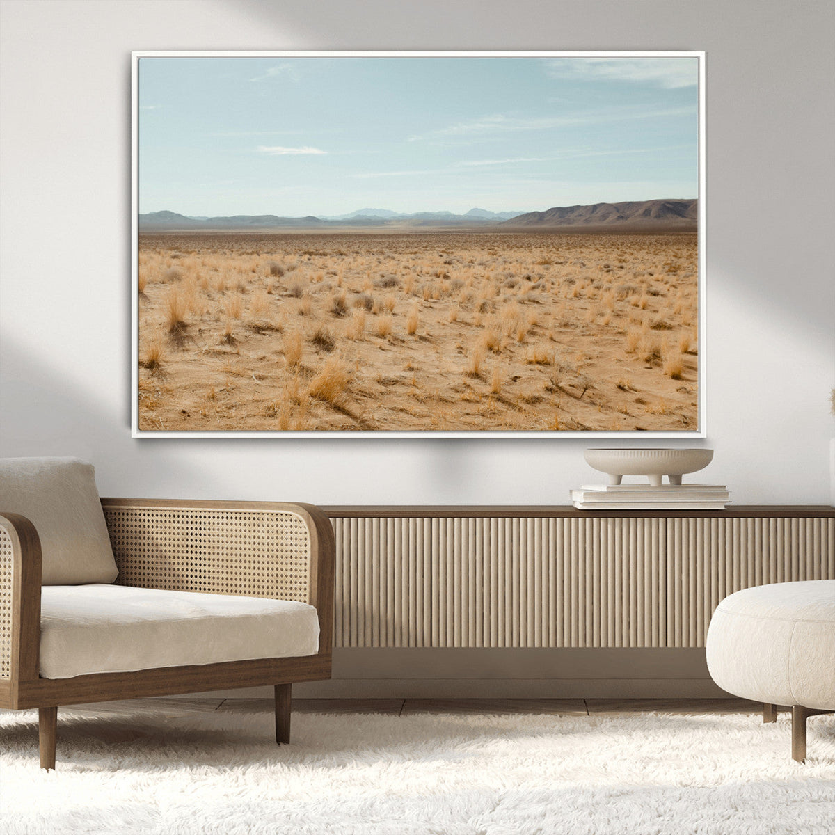Desert Plains Wall Art Canvas Print, Golden Light Over Dry