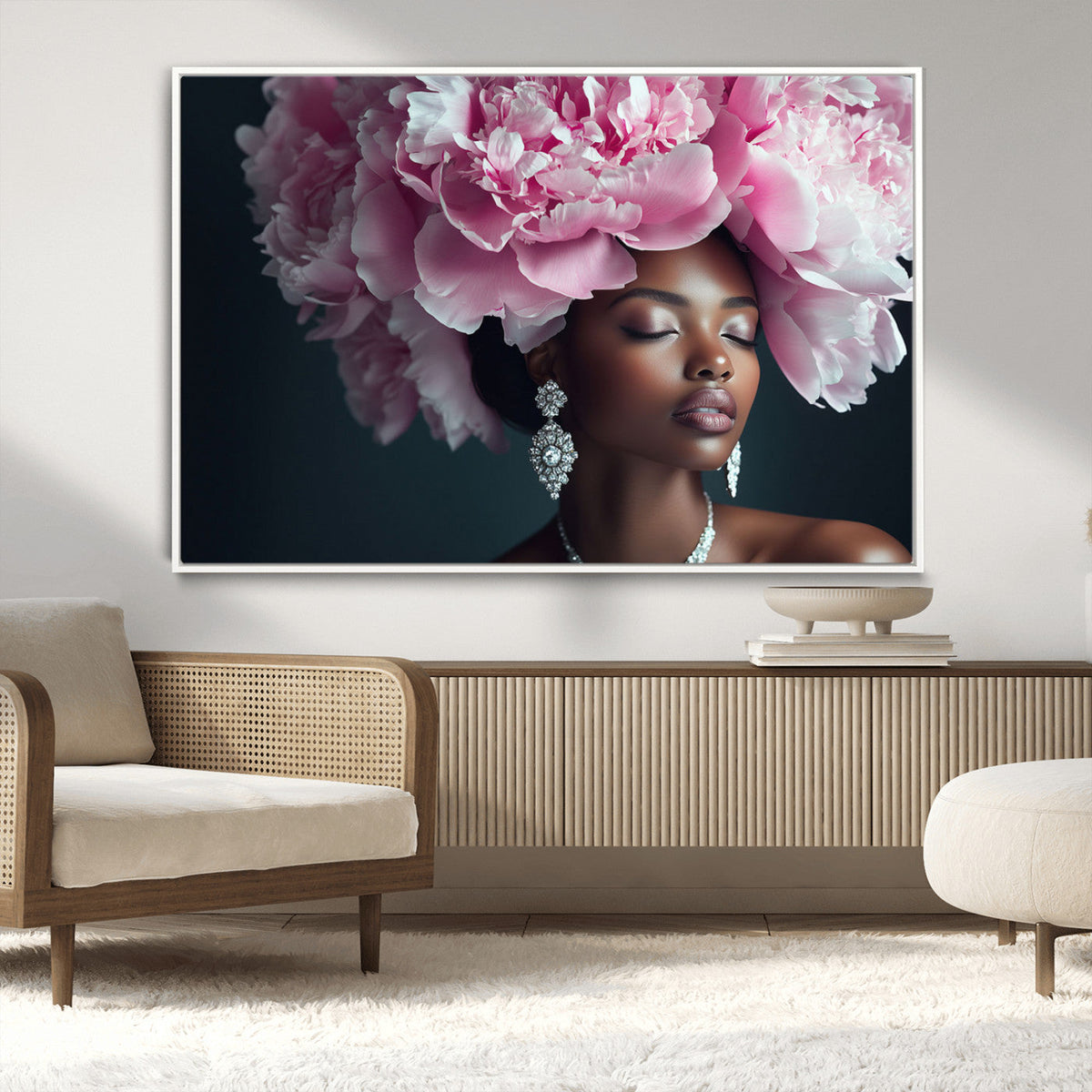 Black Beauty Petal Crown Wall Art Canvas Print – Floral