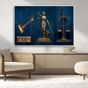Lady Justice Wall Art Canvas Print – Elegant Gold Legal