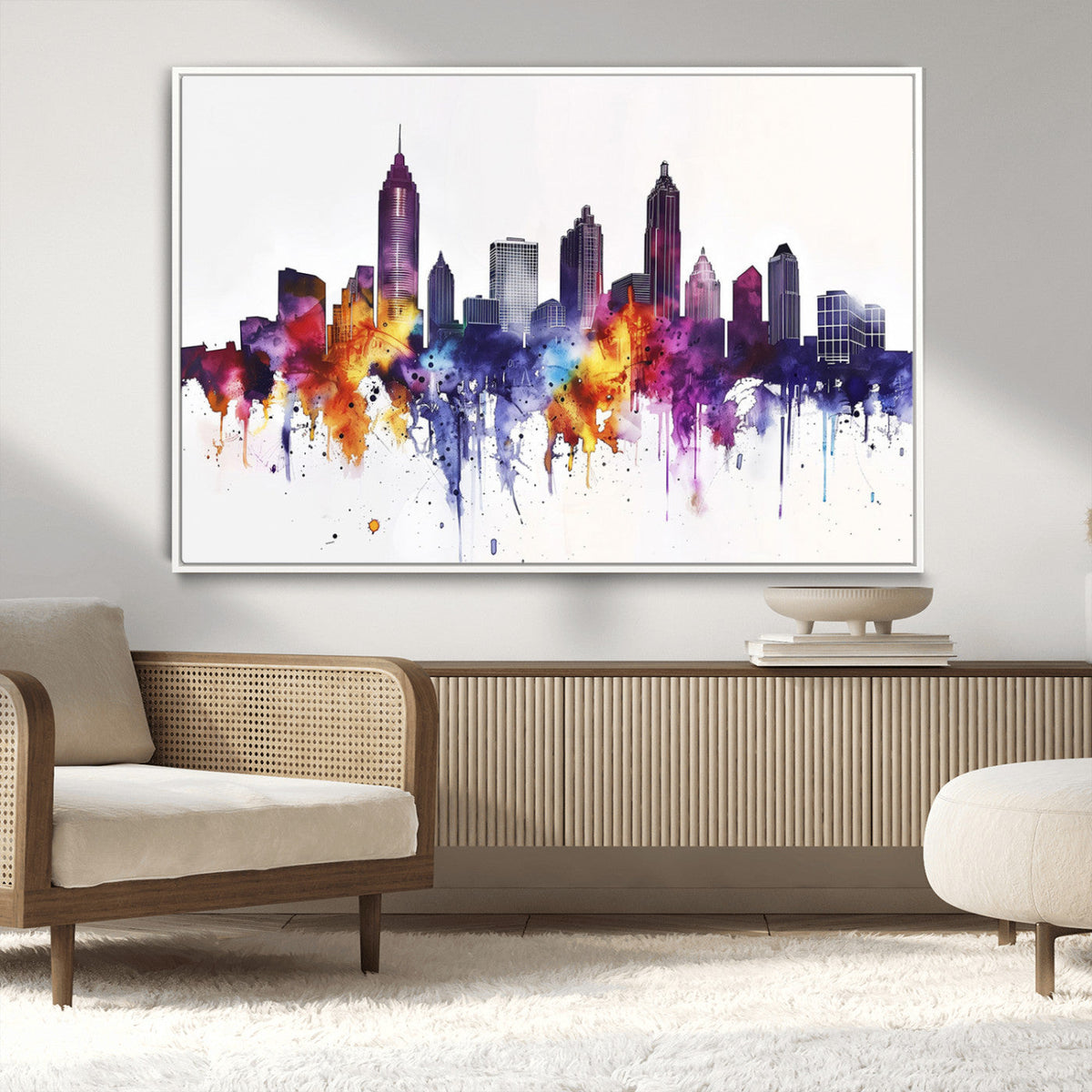 Atlanta Skyline Wall Art Canvas Print – Framed Colorful
