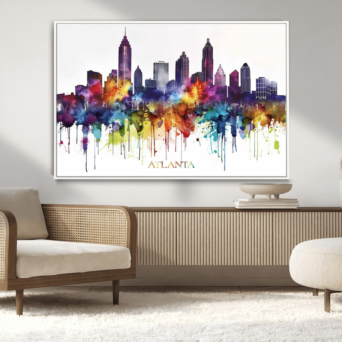 Atlanta Skyline Wall Art Canvas Print – Framed Colorful