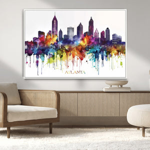 Atlanta Skyline Wall Art Canvas Print – Framed Colorful