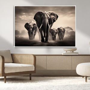 Elephant Family Wall Art Canvas Print, Framed Elephant Wall