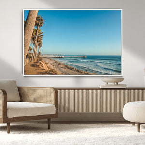 Scenic Beach Wall Art Canvas Print – Tall Palm Trees, Sandy