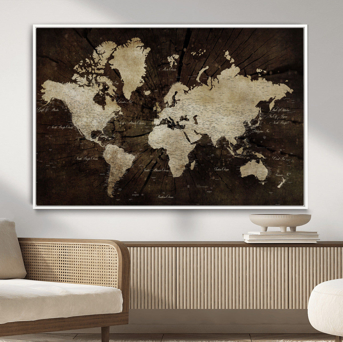 World Map Wall Art Canvas Print – Framed Travel Map Wall Art