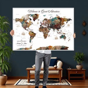 Customizable Framed World Map Canvas Print – Personalized