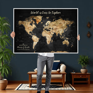 Framed Personalized Push Pin World Map – Custom Travel