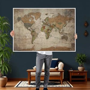 World Map Canvas Print – Framed Travel Map Wall Art for