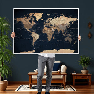 World Map Canvas Print – Detailed Map of the World Wall Art