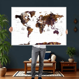 Rustic World Map Wall Art Canvas Print | Large World Map on