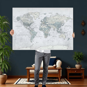 World Map Canvas Print – Detailed Map of the World Wall Art