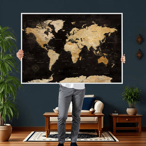 Extra Large World Map Canvas Print – Detailed Map Classic