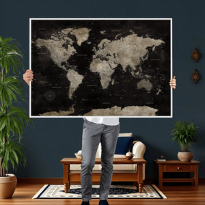 Detailed World Map Wall Art Print - Large Framed World Map