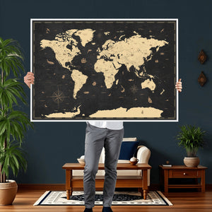 World Map Canvas Print – Detailed Map of the World Wall Art