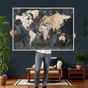 World Map Canvas Print – Detailed Map of the World Wall Art