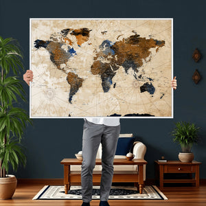 World Map Canvas Print – Framed Travel Map Wall Art for
