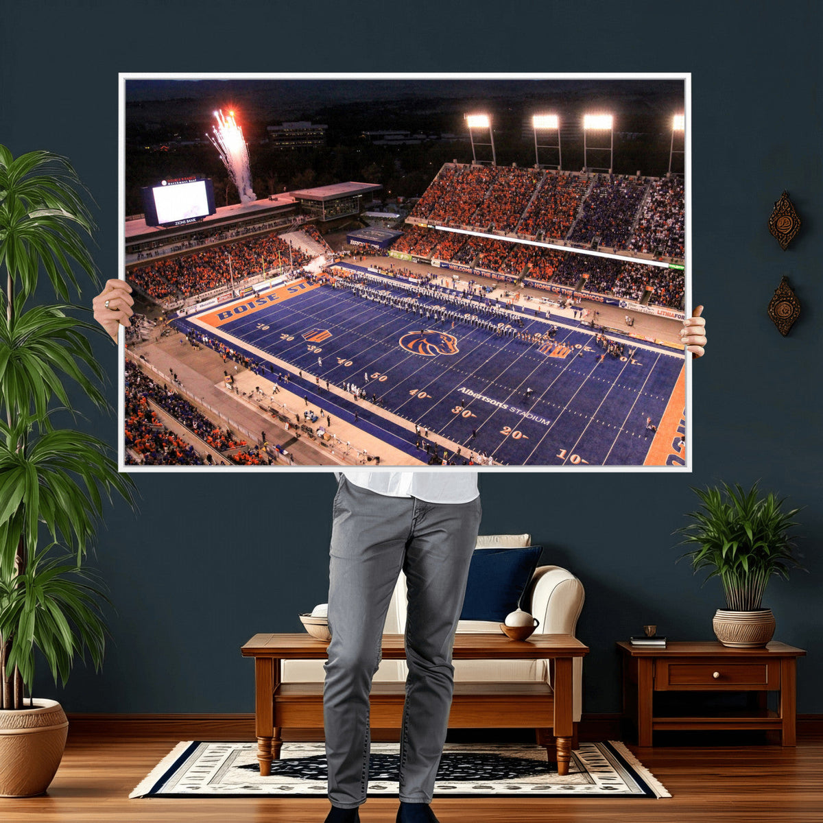 Boise State Stadium Large Wall Art Canvas Print for Living
