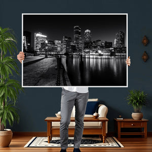 Boston Wall Art Canvas Print, Boston City Downtown Night