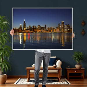 Chicago Wall Art Canvas Print - Chicago City Downtown Night