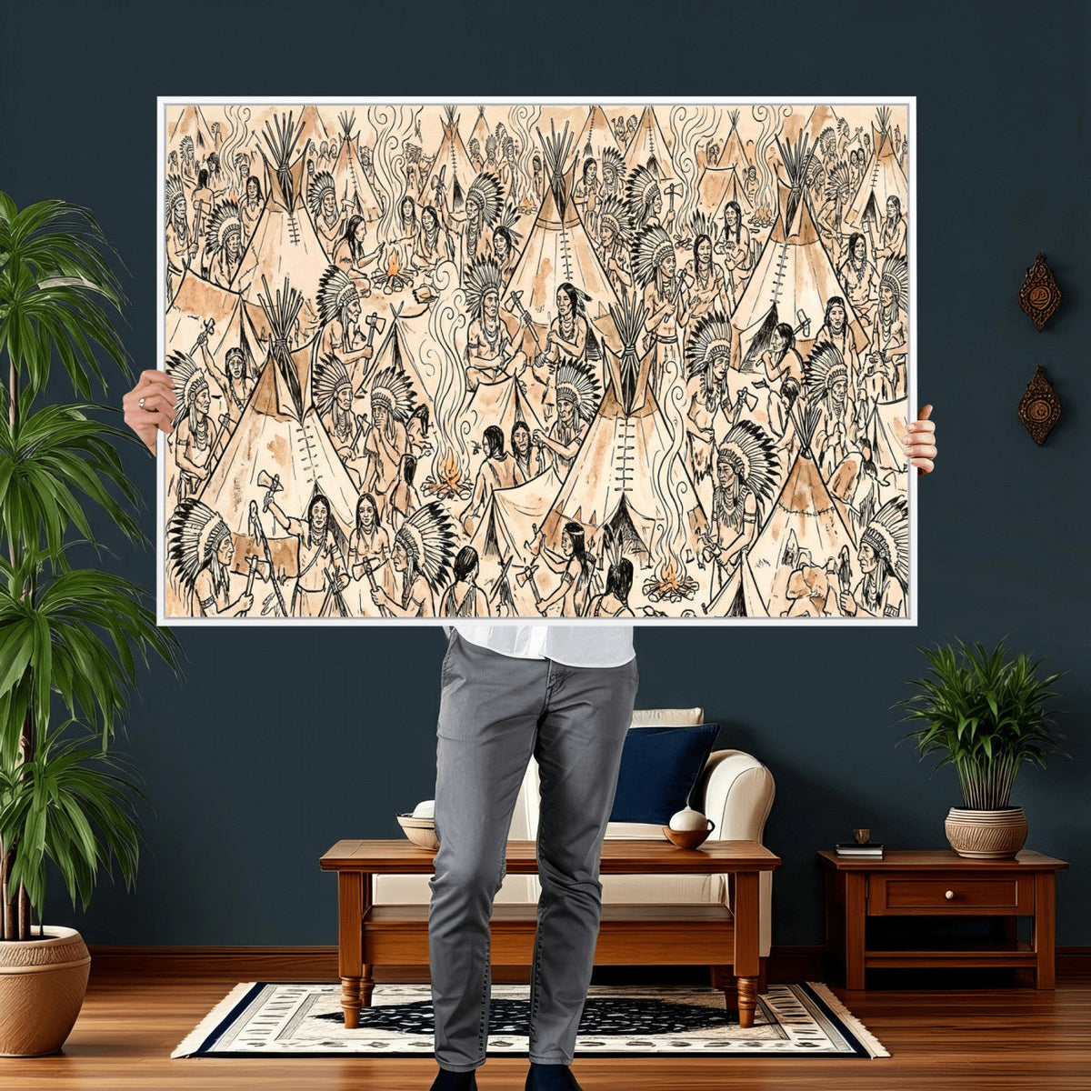 Native American Indian Wall Art Canvas Print - Abstract