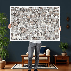 Abstract Texas Cow Wall Art Canvas Print - Farm Longhorn